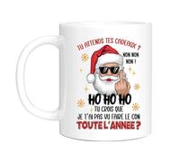 HALUMI Mug Humour Message - Tasse Originale Humouristique Père Noël - Idée Cadeau Drôle Pour Festif Joyeux Noël Homme Femme Couple Ami Amie Collègue Famille - Mug En Ceramique Bicolore 330ml 440ml