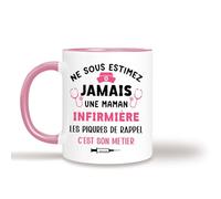 HALUMI Mug Infirmière - Tasse Originale Ne Sous Estimez Jamais Maman Infirmière - Idée Cadeau Humour Anniversaire Noël Départ Retraite Collègue Femme Étudiante - Mug En Ceramique Bicolore 330ml 440ml