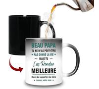 HALUMI Mug Magique Avec Nom Personnalisé Pour Super Beau Père - Tasse Originale Personnalisée Meci De Supporter Ma Mère - Idée Cadeau Pour Remerciement Fête Des Pères Noël - Mug En Ceramique 330ml