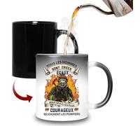 HALUMI Mug Magique Pompier Tasse A Café Originale Pompière Les Plus Courageux Rejoignent Les Pompiers Idée Cadeau Pour Fin De Contrat Retraite Anniversaire Collègue Homme Femme Mug En Ceramique 330 ML