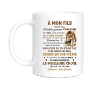 HALUMI Mug Message Avec Nom Personnalisé Tasse Originale Personnalisée À Mon Fils i N'oublie Jamais Combien Je T'aime Idée Cadeau Anniversaire Noël Garçon Homme Mug En Ceramique Bicolore 330ml 440ml
