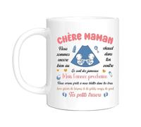 HALUMI Mug Message Pour Super Maman Tasse à Café Originale Future Maman Je T'aime Idée Cadeau Enceinte Annonce Grossesse Jumeaux Fille Garçon Bébé Fête Des Mères Noël Mug Ceramique Bicolore 330 ML