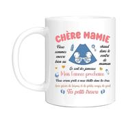 HALUMI Mug Message Super Mamie Tasse A Café Originale Future Mamie Je T'aime Idée Cadeau Annonce Grossesse Enceinte Bébé Jumeaux Fille Garçon Fête Des Grand Mères Noël Mug Ceramique Bicolore 330 ML