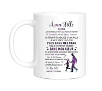 HALUMI Mug Message Tasse A Café Originale À Ma Fille Je T'aime Idée Cadeau De Papa Pour Famille Anniversaire Noël Saint-Valentin Souvenir Femme Homme Mug En Ceramique Bicolore 330ml 440ml