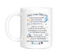 HALUMI Mug Message Tasse A Café Originale Cher Mon Petit Fils Je T'aime Infiniment Idée Cadeau Pour Famille Anniversaire Noël Saint-Valentin Souvenir Garçon Homme Mug Ceramique Bicolore 330ml 440ml