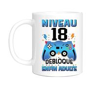 HALUMI Mug Niveau 18 Débloqué Enfin Adulte Cadeau Anniversaire 18 Ans Humoristique Bicolore Céramique 330ml 440ml Tasse