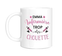 HALUMI Mug Nom Personnalisé Infirmière - Tasse Originale Personnalisable Infirmière Trop Chouette- Idée Cadeau Humour Anniversaire Noël Départ Retraite Femme - Mug En Ceramique Bicolore 330ml 440ml