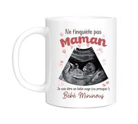 HALUMI Mug Nom Personnalisé Photo Personnalisé Ne t'inquiète pas Maman je vais être un bébé sage ou presque Idée Cadeau Annonce Grossesse Enceinte Humour Bicolor Céramique 330ml 440ml