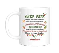 HALUMI Mug Nom Personnalisé Pour Futur Papa - Tasse Originale Personnalisée Super Papa - Idée Cadeau Annonce Grossesse Enceinte Bébé Fête des Pères Noël - Mug En Ceramique Bicolore 330ml 440ml
