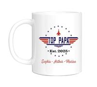HALUMI Mug Nom Personnalisé Pour Super Papa Tasse À Café Originale Personnalisable Top Papa Idée Cadeau Fête Des Pères Famille Anniversaire Noël Homme Souvenir Mug En Ceramique Bicolore 330ml 440ml