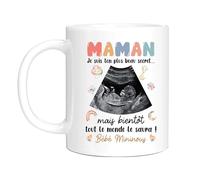HALUMI Mug Personnalisable Photo Prénom Annonce Grossesse Maman je suis ton plus beau secret bientôt connu Enceinte Bébé Humour Céramique Bicolore 330ml 440ml