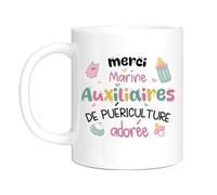 HALUMI Mug Personnalisé Pour Auxiliaire De Puériculture - Tasse Originale Personnalisée Atsem Nounou - Idée Cadeau Fin d'Année Scolaire Noël Anniversaire Fin De Contrat - Mug Ceramique 330ml 440ml