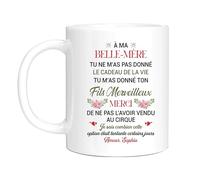 HALUMI Mug Personnalisé Pour Super Belle-maman Tasse Originale Personnalisée Merci Meilleure Belle-mère Idée Cadeau Anniversaire Remerciement Noël Fête Des Mères Mug En Ceramique Bicolore 330ml 440ml