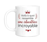 HALUMI Mug Pour Éducatrice Spécialisée - Tasse Originale Maitresse d'École Maternelle - Idée Cadeau Fin d'Année Scolaire Noël Fin De Contrat Anniversaire- Mug En Ceramique Bicolore 330ml 440ml