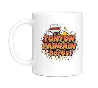 HALUMI Mug Prénom Personnalisé Tasse Originale Meilleur Tonton Parrain Héros Idée Cadeau Pour Futur Oncle Noël Anniversaire Annonce Grossesse Enceinte Homme Frère Mug Ceramique Bicolore 330ml 440ml