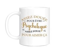 HALUMI Mug - Tasse à café en céramique - Cadeau pour Psychologue - Assez Douée Pour Être Psychologue- 330 ml
