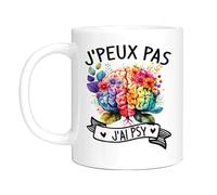 HALUMI Mug - Tasse à café en céramique - Cadeau pour Psychologue - citation J' Peux Pas J'Ai PSY- 330 ml