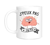 HALUMI Mug - Tasse à café en céramique - Cadeau pour Psychologue - J' Peux Pas J'Ai PSY- 330 ml