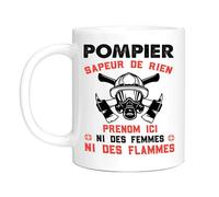 HALUMI Mug - Tasse à café en céramique personnalisée - Merci aux pompiers qui sauvent des vies - Personnalisation du nom - Je Peux Pas Je Suis De Garde - 330 ml