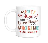 HALUMI Mug | Tasse à café personnalisée Cadeau pour Voisine - Meilleure Voisine Du Monde - personnaliser avec Nom 330 ml