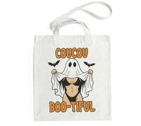 HALUMI Sac en Toile Coucou Boo-tiful Humour Halloween Message Coquin Tote Bag Grand Format Sacs Courses Femme 42x38cm