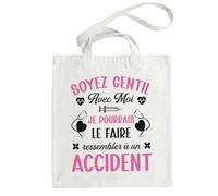 HALUMI Sac en Toile Infirmière Humour Soyez gentil avec moi je pourrais le faire ressembler à un accident Tote Bag Drôle Cadeau Rigolo Grand Sacs de courses 42x38cm