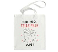 HALUMI Sac Toile Nom Personnalisé Telle mère Telle fille Cadeau Maman Fille Grand Tote Bag Courses 42x38cm