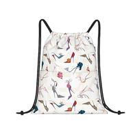 HaLvah Sacs à cordon de serrage Chaussures à talons hauts Imprimer Sac à dos de sport Sac de natation pour femmes hommes, Noir , taille unique