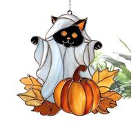 Halween Sun Catcher- Ghost Cat Acrylique Pendentifs Sun Catchers | | Ghost Cat Acrylique Fenêtre | Décoration d'Halloween drôle | artisanat ornements pour murs