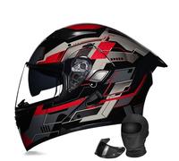HALYING Casque Moto Modulable Homme et Femme Homologué ECE 22.06 avec Double Visière, Ventilation Avancée - Casque Scooter Homme, Taille M/L/XL/XXL/XXXL, Anti-Choc ABS