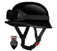 HALYING Demi-Casque Moto Homme/Femme ECE Homologué - ABS Renforcé Antichoc avec Doublure Amovible - Ventilation 3D Fermeture Rapide - Style Rétro Vintage pour Scooter/Cruiser (55-60cm)