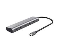 Trust Hub USB‑C Halyx 5 ports, 4x USB‑C, PD 100 W, 5 Gbps — Argent