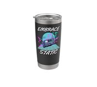 Ham Radio Operator Embrace Static Synthwave Retro Gobelet isotherme en acier inoxydable double paroi