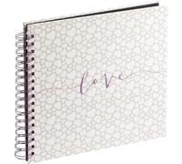 Hama Album photo à spirale "Romance" (Album souvenirs Mariage, Anniversaire, Baby Shower, Baptême, Idée cadeau, 28x24 cm, 40 pages noires, 80 photos de 10x15 cm à coller, Motif Cœurs Love) Beige Noir