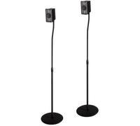 HAMA 00049594 - Support d’enceinte - Tube téléscopique réglable en continu - Cache-câble - Caoutchouc antidéparant - Noir