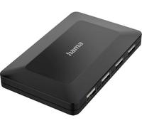 Hama Hub USB 4 ports – USB 2.0 480 Mbit/s, avec câble et interrupteur, métal noir