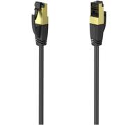 Hama Câble Ethernet 3m Garantie 10ANS (Câble Réseau LAN, Cable RJ45, CAT8, 40 Gbit/s, S/FTP, blindé, contacts plaqués or, LSZH zéro halogène) noir