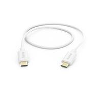 Hama Câble USB-C 1 m – Plaqué or, Charge rapide, 480 Mbit/s – Blanc