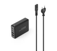 Hama 00201979 Chargeur Secteur 65W Multiprotocole Power Delivery & Quick Charge 3.0, 2x USB-C, Compatible Ordinateur Portable/Smartphone/Tablette, GaN, Noir, Câble 1.5m