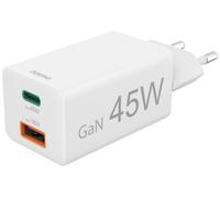 Hama Schnellladegerät, 1x USB-C PD, 1x USB-A QC, Mini-Ladegerät, 45 W, Weiß Chargeur USB intérie