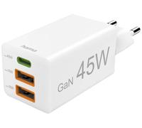 Hama Schnellladegerät, GaN, 1x USB-C PD, 2x USB-A QC, Mini-Ladegerät, 45 W, Weiß Chargeur USB intéri