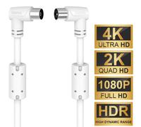 Hama 10M 90° Câble D'Antennes Angulé 90Db Câble Coaxial Câble Coax 4K HDR HD TV