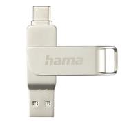 Hama C-Rotate Pro Clé USB 3.1 - Flash Drive 512 Go, Vitesse jusqu'à 100 Mo/s, Clef avec connecteurs USB A & USB C, pour PC/Mac/Tablette et Smartphone - Argentée