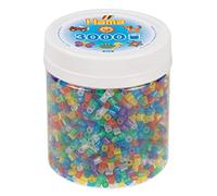 Hama 209-54 Lot de 3 000 Perles Midi à Paillettes, Multicolores, Taille Unique, Mélange (Rouge, Jaune, Bleu, Vert, Transparent, Violet)