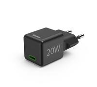 Hama 20W Chargeur USB C Rapide Compatible iPhone, Samsung - [PD + QC 3.0] [Recharge Optimisée] [1 Port USB C] Noir