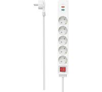 hama 223186 hama multiprise 5 prises avec interrupteur 1,4 m blanc avec prise USB femelle