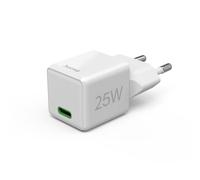 Hama 25W Chargeur USB C Rapide Compatible iPhone, Samsung - [PD + QC 3.0] [Recharge Optimisée] [1 Port USB C] Blanc