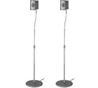 Hama Supports d'enceintes (pour haut-parleur, hauteur réglable jusqu'à 123 cm, capacité de charge de 5 kg, guide-câble dissimulé, lot de 2) Argent