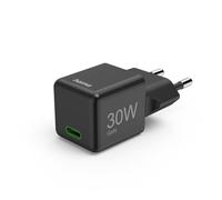 Hama 30W Chargeur USB C Rapide Compatible iPhone, Samsung, MacBook - [Technologie GaN, PD + QC 3.0] [Recharge Optimisée] [1 Port USB C] Noir