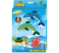 HAMA - Boite ""Les Dauphins"" - 2000 perles à repasser taille MIDI et 2 plaques - Loisirs créatifs - Dès 5 ans